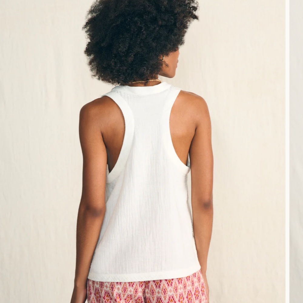 Faherty Dream Cotton Gauze Scoop Neck Tank